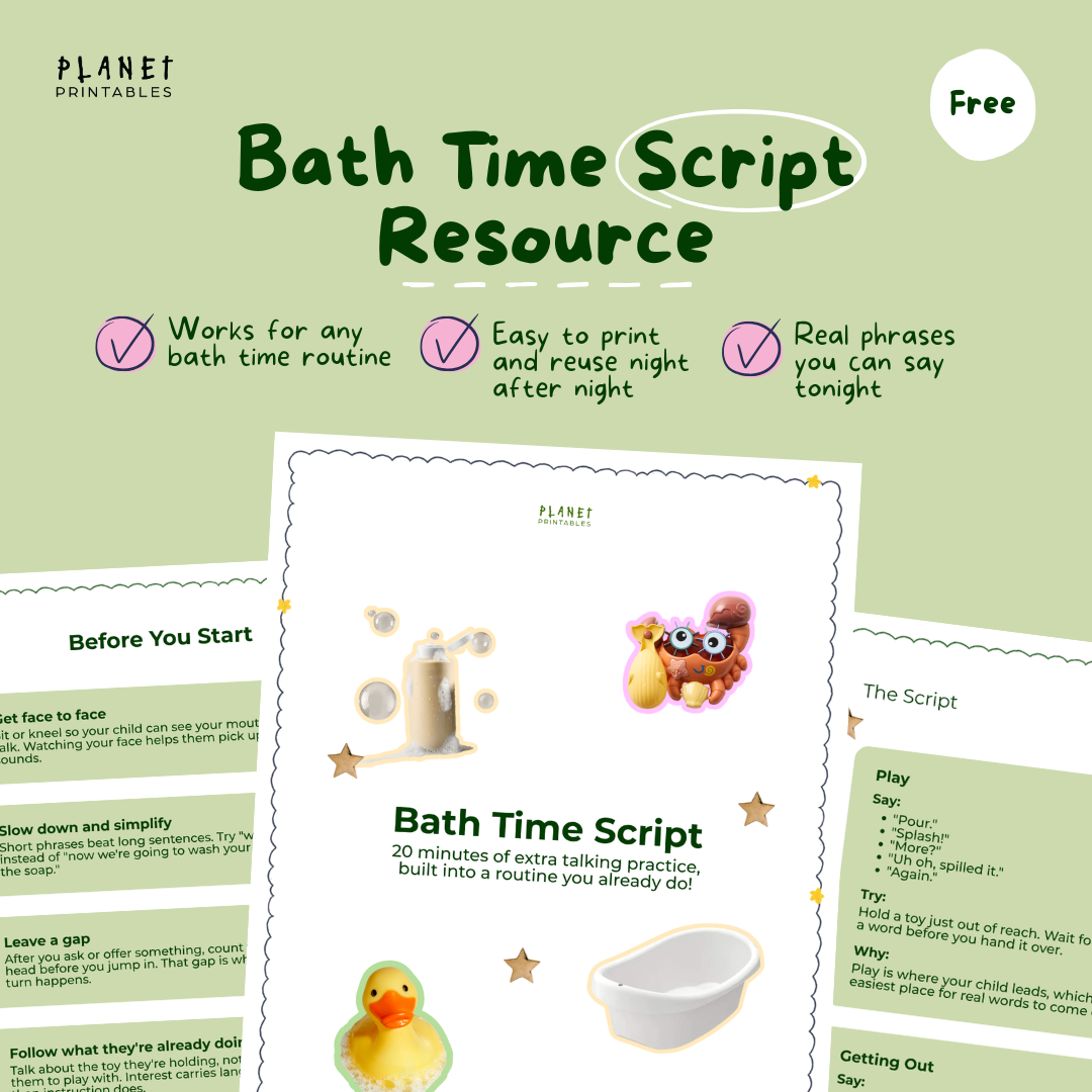 Bath Time Talk Script for Toddlers (PDF)